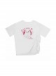 Let's Be Friends Series Sweet Cat Print Drawstring Slit Design Kawaii Fashion Loose Short Sleeves T Shirt