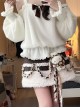 White Suspender Knitted Lantern Sleeves Sweater Kawaii Fashion Woolen Lambswool Bunny Doll Skirt Set