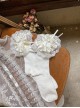 Ribbon Bowknot Ruffles Satin Flower Embroidery Lace Cute Sweet Lolita Middle Short Tube Socks