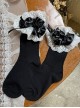 Ribbon Bowknot Ruffles Satin Flower Embroidery Lace Cute Sweet Lolita Middle Short Tube Socks