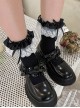 Ribbon Bowknot Ruffles Satin Flower Embroidery Lace Cute Sweet Lolita Middle Short Tube Socks