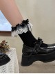 Ribbon Bowknot Ruffles Satin Flower Embroidery Lace Cute Sweet Lolita Middle Short Tube Socks