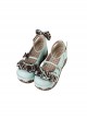 Chocolate Trifle Series Cute Dessert Striped Bowknot Sweet Lolita Platform Wedge Heel Mary Jane Shoes