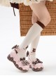 Chocolate Trifle Series Cute Dessert Striped Bowknot Sweet Lolita Platform Wedge Heel Mary Jane Shoes