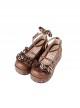 Chocolate Trifle Series Cute Dessert Striped Bowknot Sweet Lolita Platform Wedge Heel Mary Jane Shoes