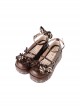 Chocolate Trifle Series Cute Dessert Striped Bowknot Sweet Lolita Platform Wedge Heel Mary Jane Shoes