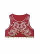 Endless Wealth Series Red Auspicious Improved Chinese Traditional Hanfu Dragon Pattern Shirt Vest Horse Face Skirt Set