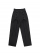 Liberalism Series Unique Cross Strap Design Comfortable High Waist Kawaii Fashion Black Loose Straight Pants