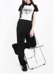 Liberalism Series Unique Cross Strap Design Comfortable High Waist Kawaii Fashion Black Loose Straight Pants