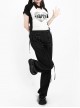 Liberalism Series Unique Cross Strap Design Comfortable High Waist Kawaii Fashion Black Loose Straight Pants