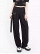 Light And Shadow Magic Series Sweet Cool Metal Heart Buckle Ribbon Design Kawaii Fashion Black Loose Pants