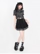 Starry Night Flight Series Unique Lapel Plaid Print Drawstring Design Metal Buckle Kawaii Fashion Short Sleeves Top