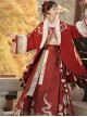 Endless Wealth Series Red Improved Chinese Traditional Hanfu Gorgeous Golden Snake Tassel Fur Edge Coat