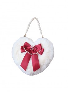 Handmade Ribbon Bowknot Pearl Chain Star Accessory Sweet Lolita Plush Heart Shape Crossbody Handbag