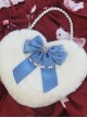 Handmade Plush Heart Shape Elegant Bowknot Pearl Chain Star Accessory Sweet Lolita Plush Crossbody Bag