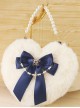 Handmade Plush Heart Shape Elegant Bowknot Pearl Chain Star Accessory Sweet Lolita Plush Crossbody Bag