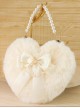 Handmade Plush Heart Shape Elegant Bowknot Pearl Chain Star Accessory Sweet Lolita Plush Crossbody Bag