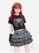 Butterfly Melody Series Punk Butterfly Feel Butterfly Print Kawaii Fashion Black Slim Fit T Shirt Set