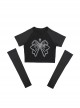 Butterfly Melody Series Punk Butterfly Feel Butterfly Print Kawaii Fashion Black Slim Fit T Shirt Set