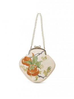 Good Persimmon Series Auspicious Classic Chinese Hanfu Cheongsam Kawaii Fashion Pearl Handle Embroidered Handbag