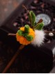 Plush Persimmon Green Leaves Fur Ball Kawaii Fashion Imitation Tree Branche Classic Hanfu Hairpin