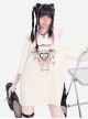 Charming Heart Series Unique Off-Shoulder Design Punk Style Metal Love Kawaii Fashion Apricot Short Sleeves T Shirt