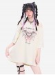 Charming Heart Series Unique Off-Shoulder Design Punk Style Metal Love Kawaii Fashion Apricot Short Sleeves T Shirt