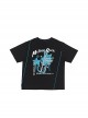 Crazy Rock Series Sweet Cool Punk Style Guitar Print Kawaii Fashion Black Loose Short Sleeves T Shirt