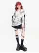 Misty Dreams Series Sweet Bow Drawstring Design Kawaii Fashion Black White Tie Dye Long Sleeves Top