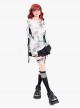 Misty Dreams Series Sweet Bow Drawstring Design Kawaii Fashion Black White Tie Dye Long Sleeves Top