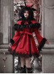 New Year Carol Series Christmas Black Red Gothic Punk Style Lace Fur Collar Woolen Coat Hooded Shawl Set