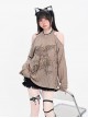 Lonely Rose Series Sexy Off Shoulder Wasteland Style Sweet Cool Rose Print Kawaii Fashion Brown Long Sleeves Top