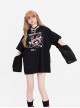 Angel In Chains Series Unique Heart Shaped Game Console Print Kawaii Fashion Black Long Sleeves T-Shirt