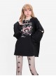 Angel In Chains Series Unique Heart Shaped Game Console Print Kawaii Fashion Black Long Sleeves T-Shirt