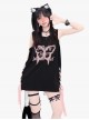 Flying Butterfly Shadow Series Sweet Cool Subculture Butterfly Print Cross Strap Design Kawaii Fashion Black Vest