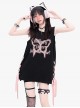 Flying Butterfly Shadow Series Sweet Cool Subculture Butterfly Print Cross Strap Design Kawaii Fashion Black Vest