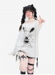 Your Gift Series Sexy Off Shoulder Cute Rabbit Print Hem Drawstring Kawaii Fashion White Long Sleeves Top