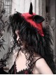 New Year Carol Series Christmas Black Red Gothic Punk Style Fur Woolen Devil Lamb Horns Hat