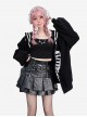 The End Of Love Sweet Cool Y2K Navy Collar Skull Heart Print Hem Slit Kawaii Fashion Black Long Sleeves Coat