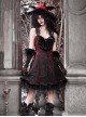 New Year Carol Series Christmas Black Red Gothic Punk Velvet Bowknot Jacquard Lace Sleeveless Suspender Dress