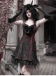 New Year Carol Series Christmas Black Red Gothic Punk Velvet Bowknot Jacquard Lace Sleeveless Suspender Dress