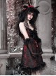 New Year Carol Series Christmas Black Red Gothic Punk Velvet Bowknot Jacquard Lace Sleeveless Suspender Dress