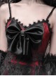 New Year Carol Series Christmas Black Red Gothic Punk Velvet Bowknot Jacquard Lace Sleeveless Suspender Dress