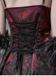 New Year Carol Series Christmas Black Red Gothic Punk Velvet Bowknot Jacquard Lace Sleeveless Suspender Dress