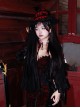 Scarlet Blood Peak Series Gothic Punk Mesh Yarn Lace Black Forest Cake Bloody Cross Hat