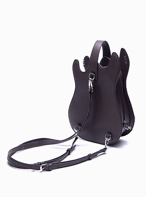 Cool Contrasting Design Unique Guitar Shape Punk Metal Rivet Chain Decoration Kawaii Fashion Bag