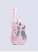 Cool Contrasting Design Unique Guitar Shape Punk Metal Rivet Chain Decoration Kawaii Fashion Bag