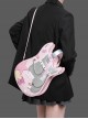 Cool Contrasting Design Unique Guitar Shape Punk Metal Rivet Chain Decoration Kawaii Fashion Bag