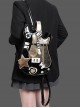 Cool Contrasting Design Unique Guitar Shape Punk Metal Rivet Chain Decoration Kawaii Fashion Bag