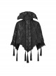 Scarlet Blood Peak Series Gothic Punk Black Lace Vampire Dracula Tassel Stand Collar Shawl Coat